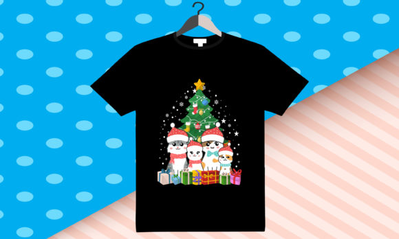 Cat Christmas T-Shirt Graphics for Festive Brand Identity