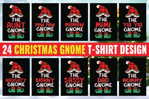 Christmas Gnome T-Shirt Designs & Graphics Bundle