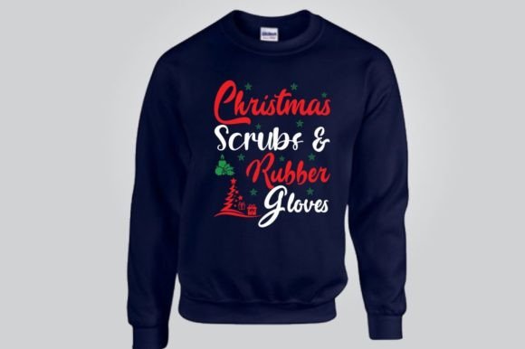 Christmas Scrubs Rubber Gloves SVG T-Shirt Graphics