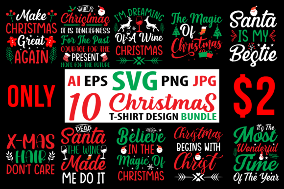 Christmas T-Shirt Design SVG Bundle 6: Graphics & Print Templates for Publishers