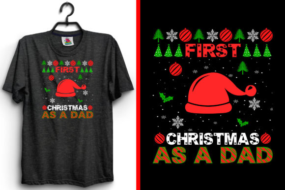 First Christmas As a Dad T-Shirt Design