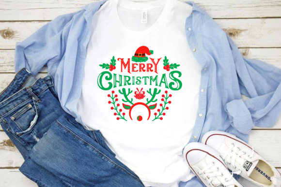 Merry Christmas Colorful T-Shirt Design: Graphics & Print Templates