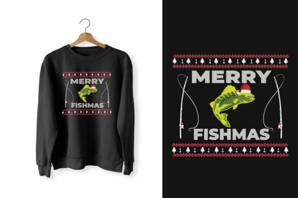Merry Fishmas Christmas Tshirt: Print Templates for Graphics Branding