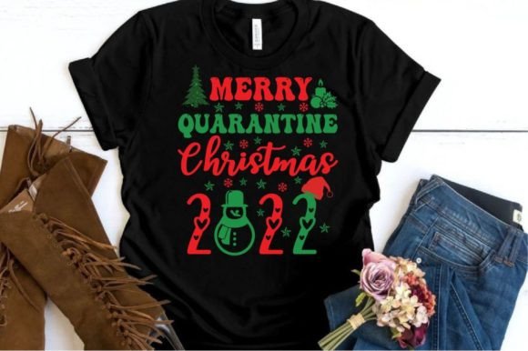 MERRY QUARANTINE CHRISTMAS 2022 SVG: Graphics for T-Shirt Designs